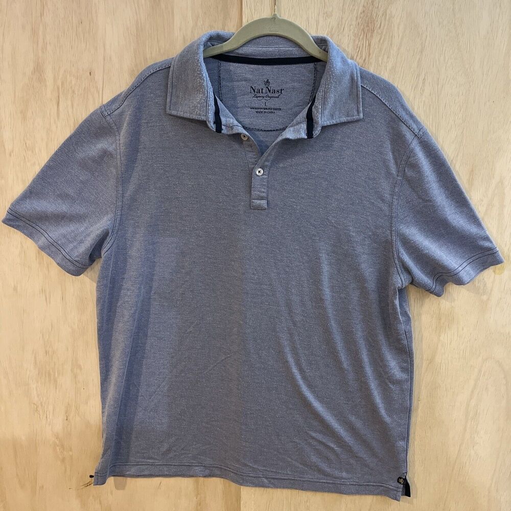 NAT NAST LUXURY ORIGINALS short sleeve POLO GOLF SHIRT top LARGE blue